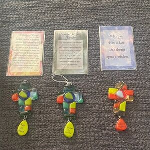 Colorful‎ Glass Cross Ornaments